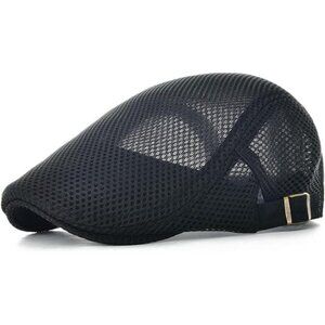 Men Breathable Mesh Summer Hat Adjustable Newsboy Beret Ivy Cabbie Flat Cap